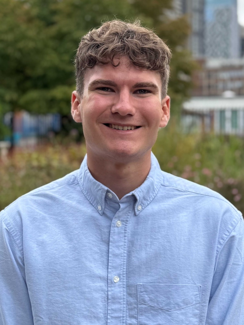 George Turner, Graduate Sustainability Consultant in front of the Shard.
