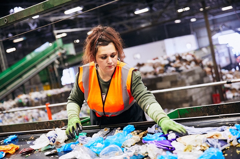 Recorra sorter picking contaminated waste out of our MRF (Materials Recovery Facility).