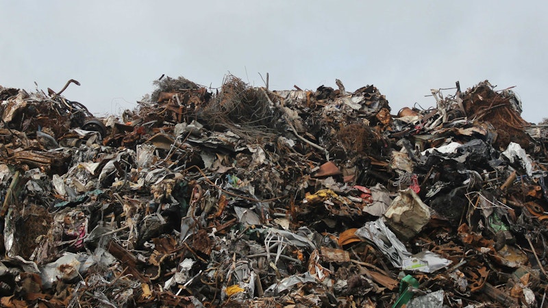 UK landfill piled full of waste.